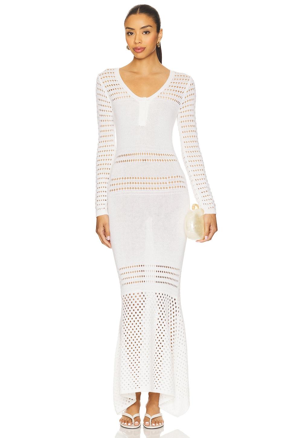striped mesh handkerchief midi dress