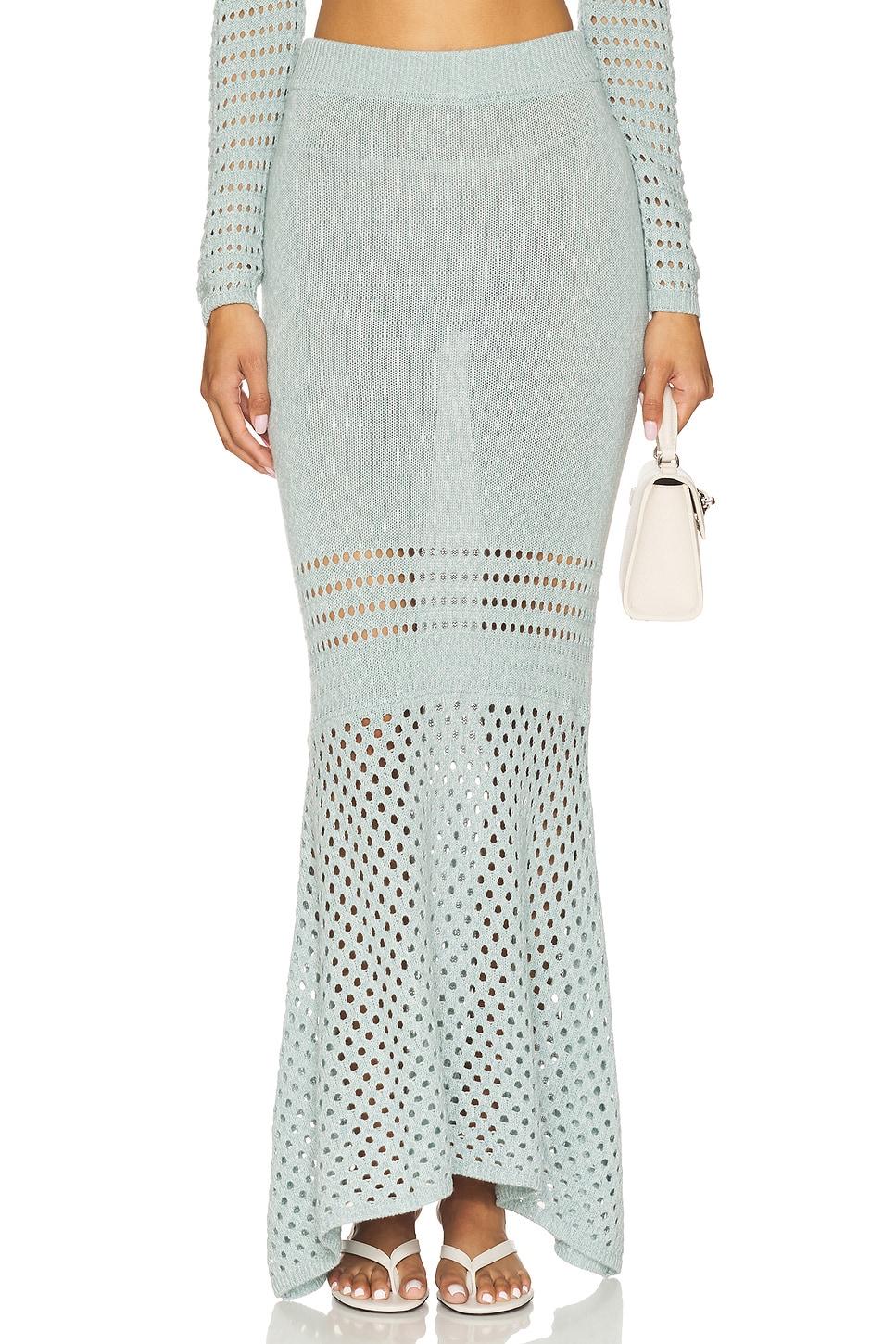striped mesh handkerchief midi skirt