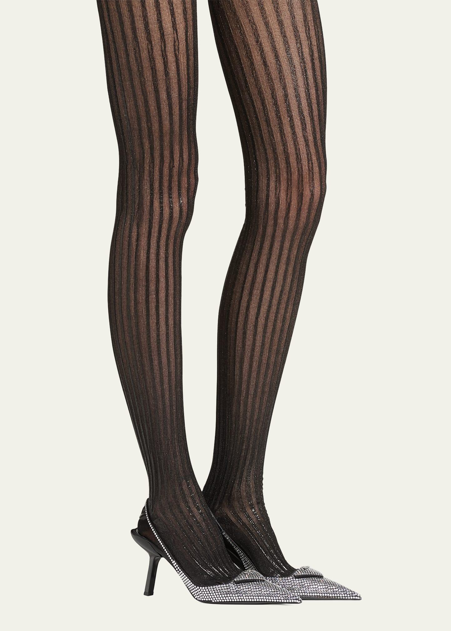 striped metallic tights