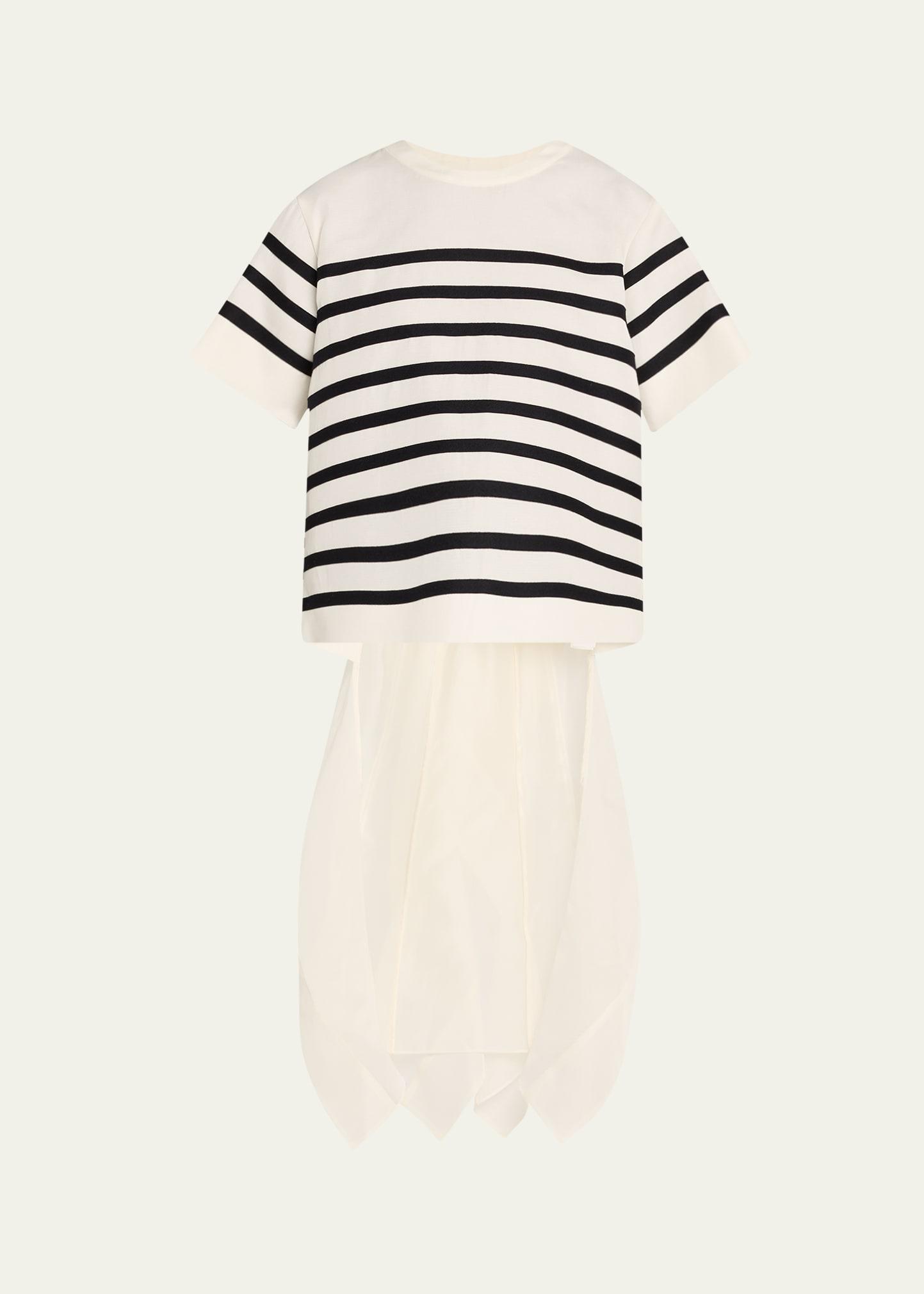 striped open-back organza ruffle top