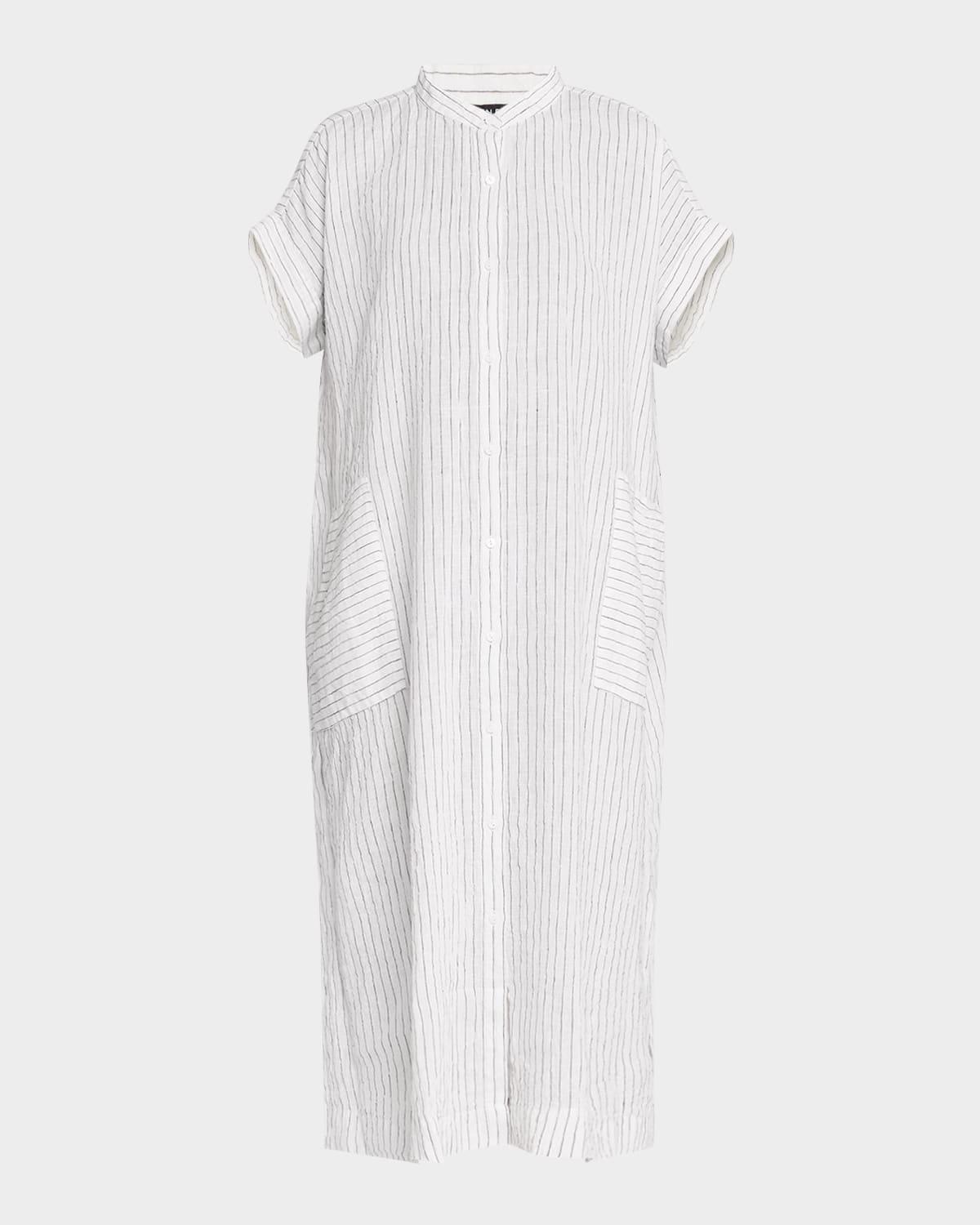 striped organic linen midi dress