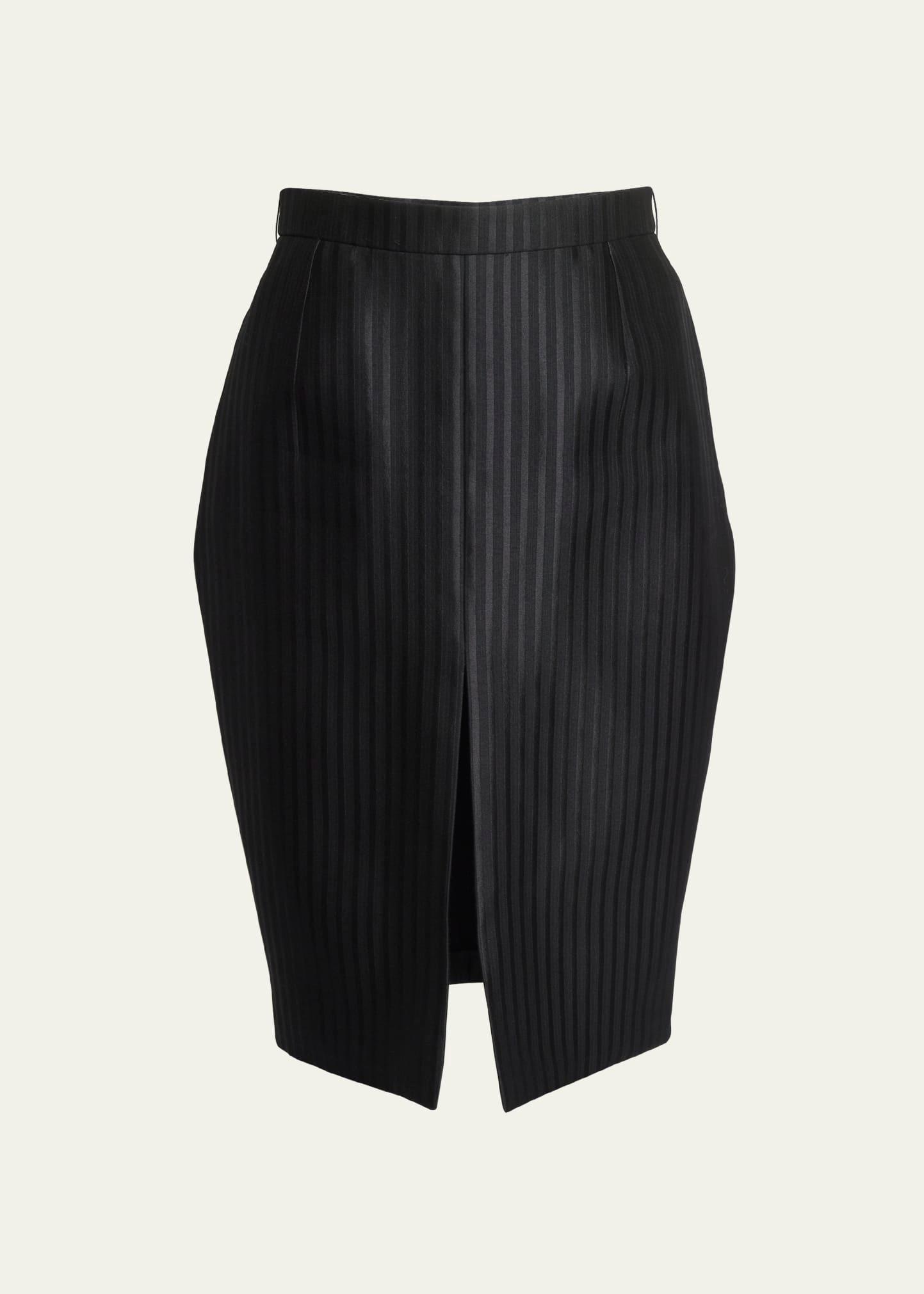 striped pencil skirt with front slit