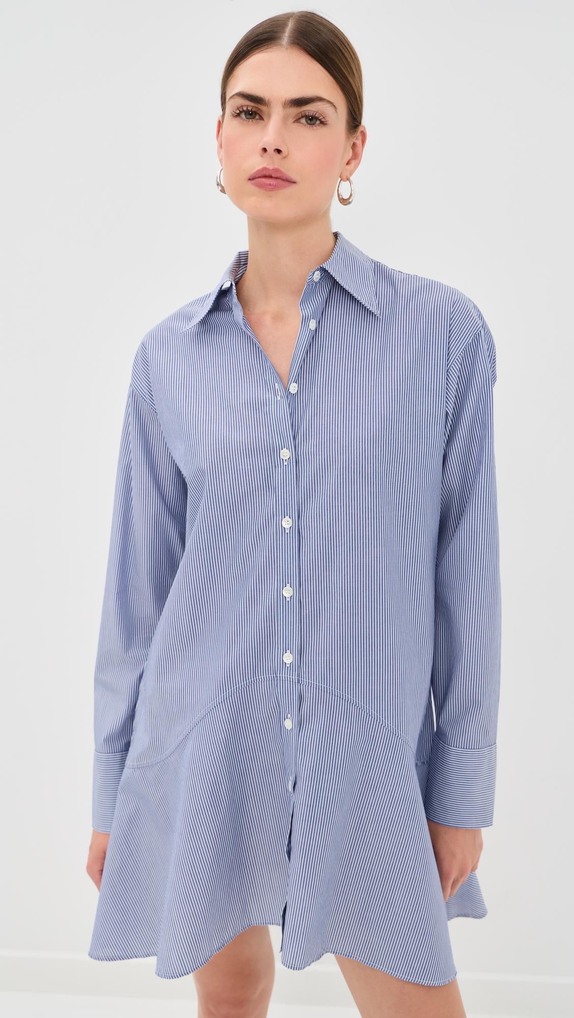 striped petal bottom shirt dress