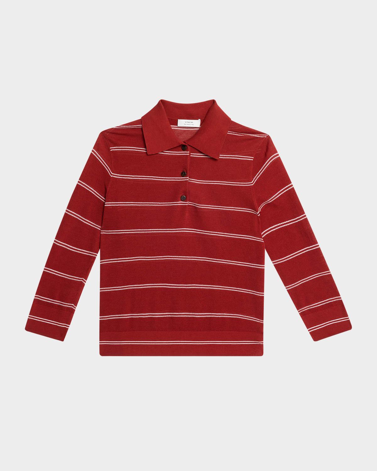 striped pique cotton polo