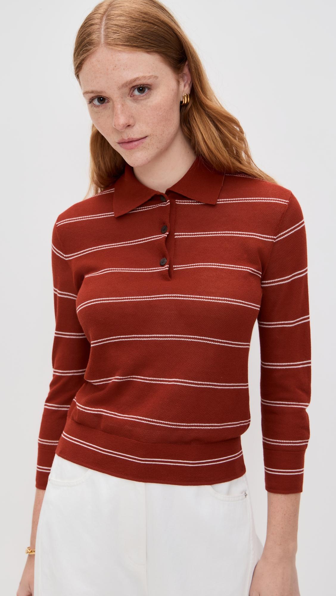 striped pique polo