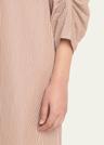 striped pleated-sleeve midi shirtdress