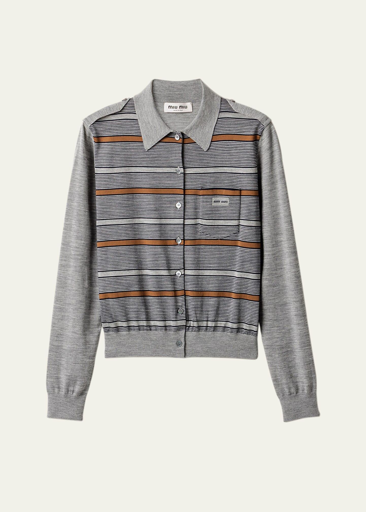 striped polo cardigan