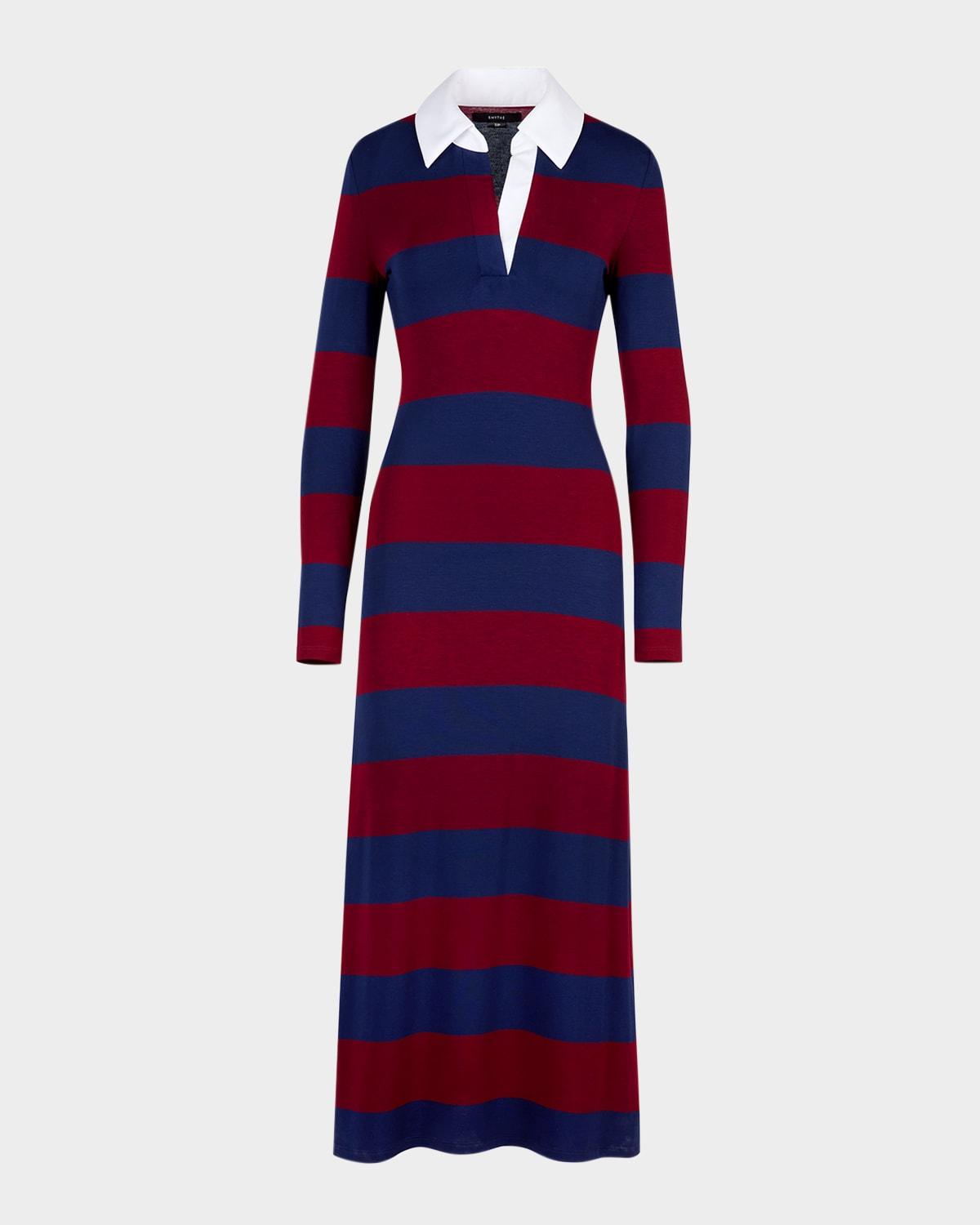 striped polo midi dress
