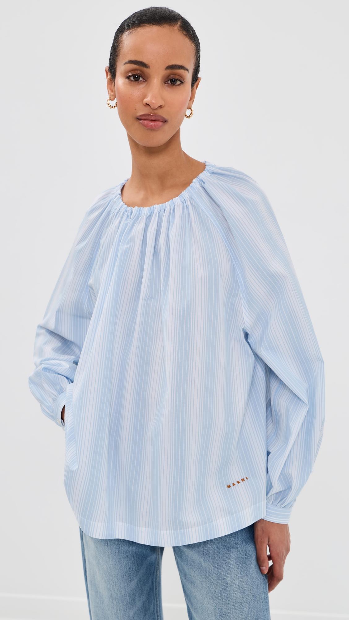 striped poplin top