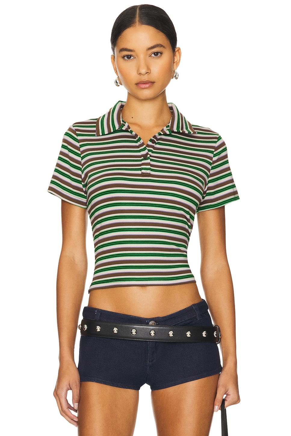 striped short sleeve polo shirt