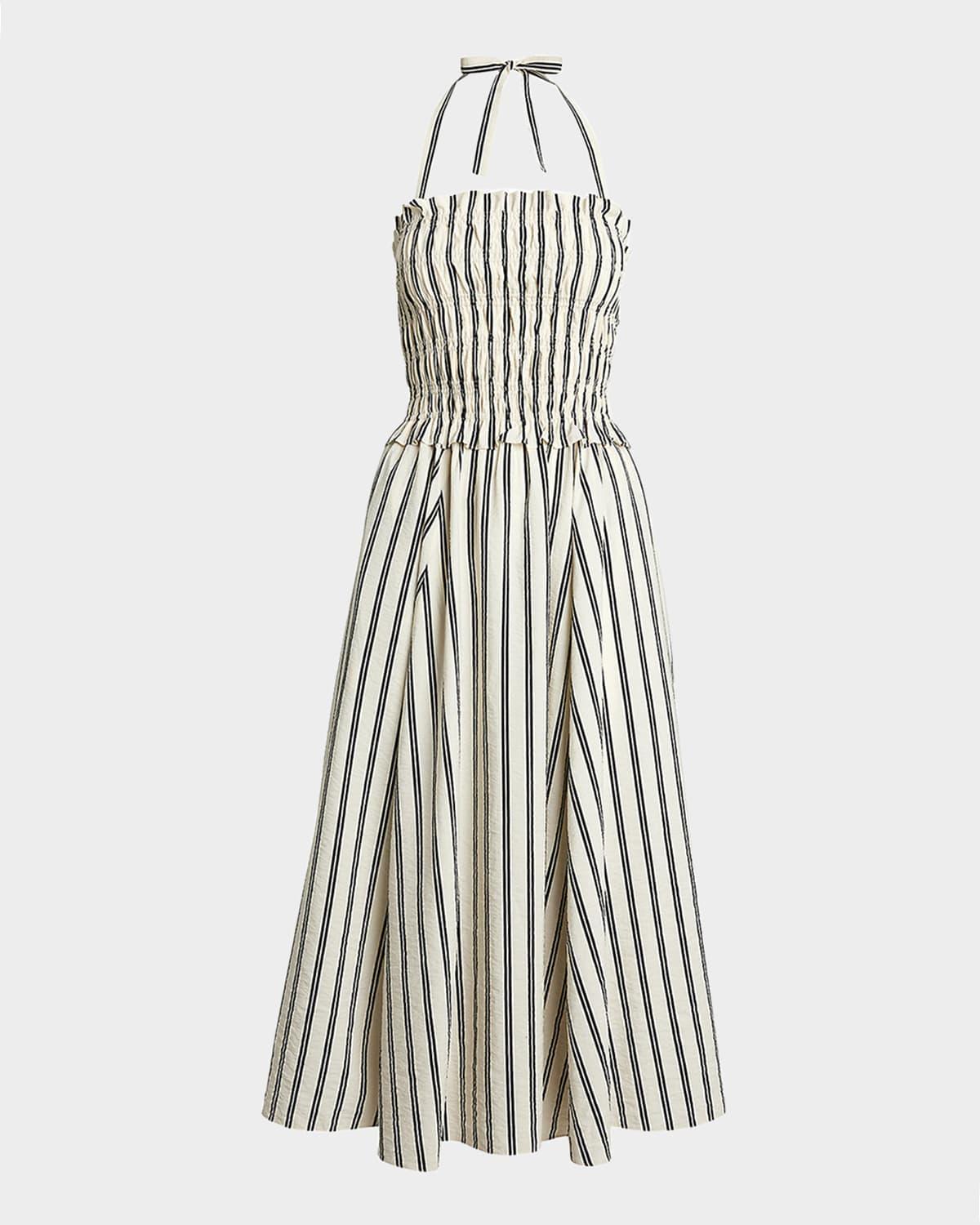 striped silk-blend dress