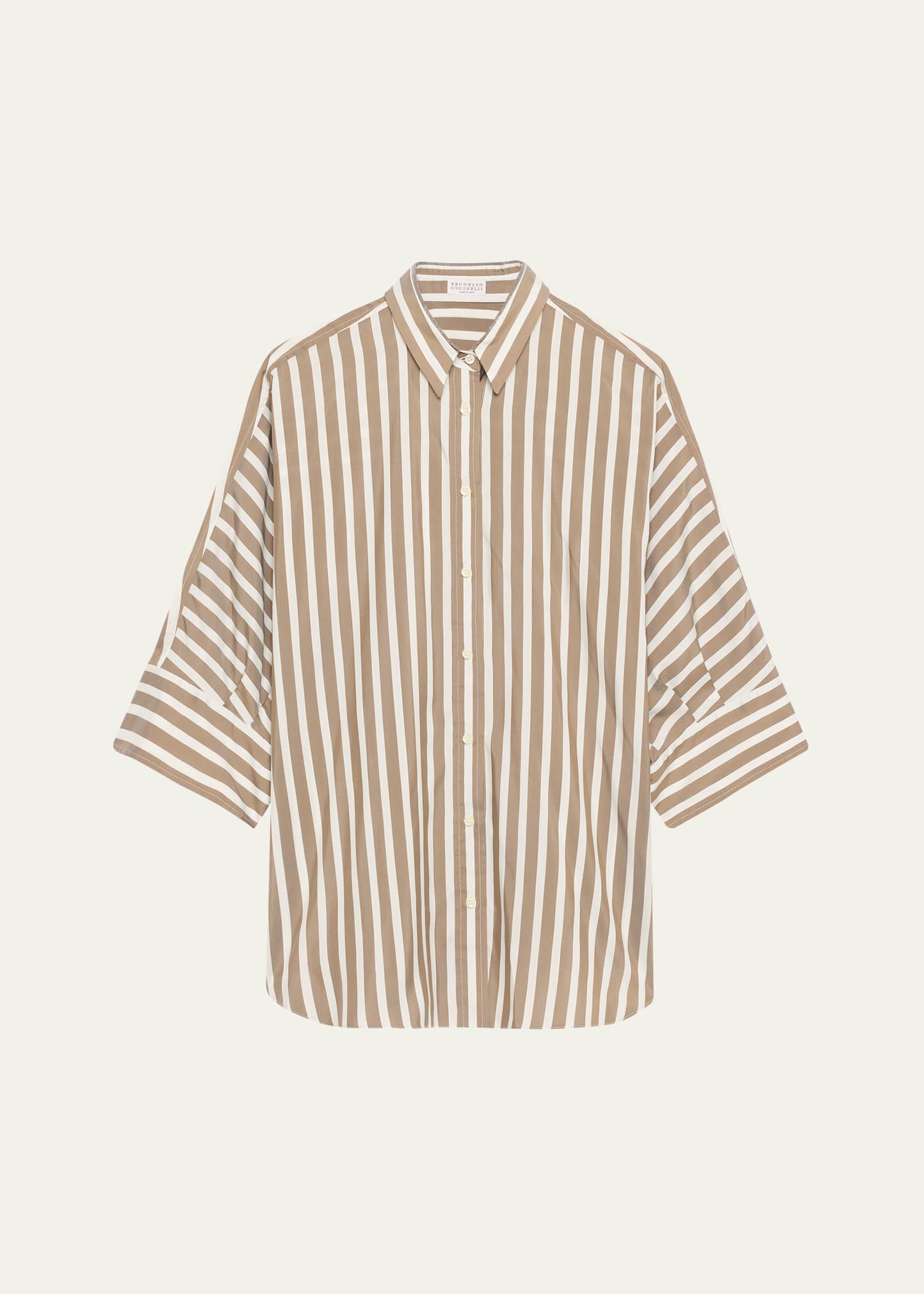 striped silk button-down blouse