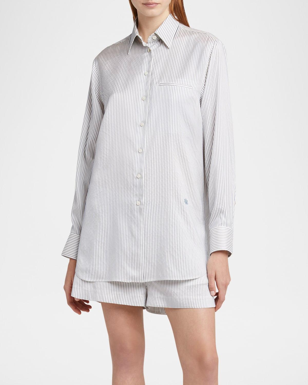 striped silk button-down shirt