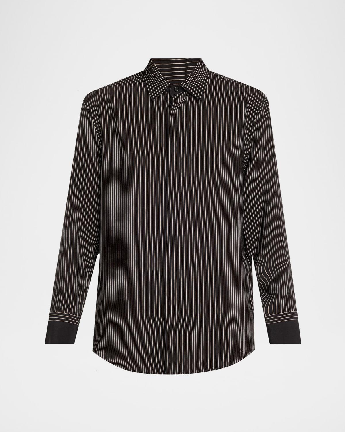 striped silk button-down shirt