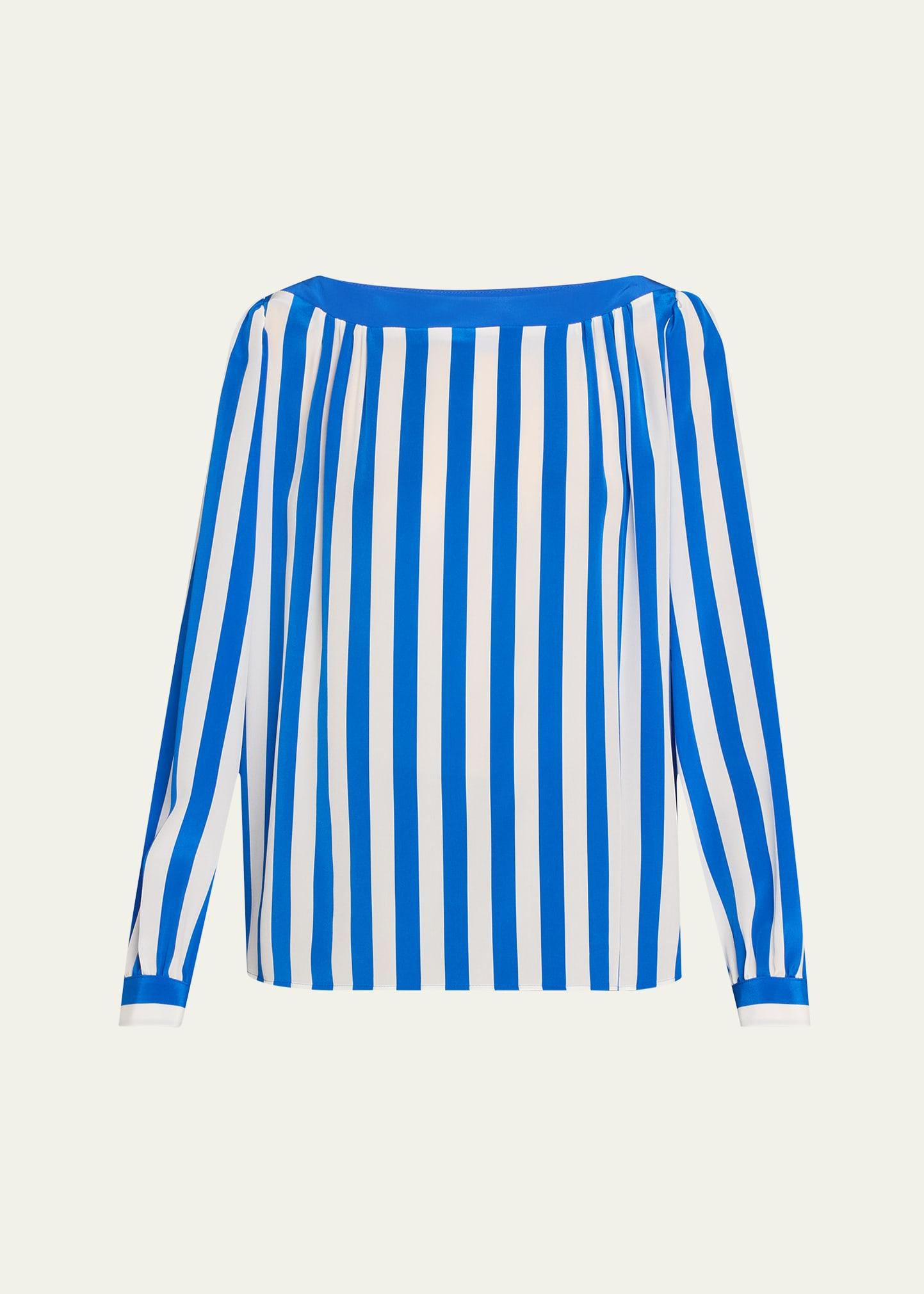 striped silk long-sleeve blouse