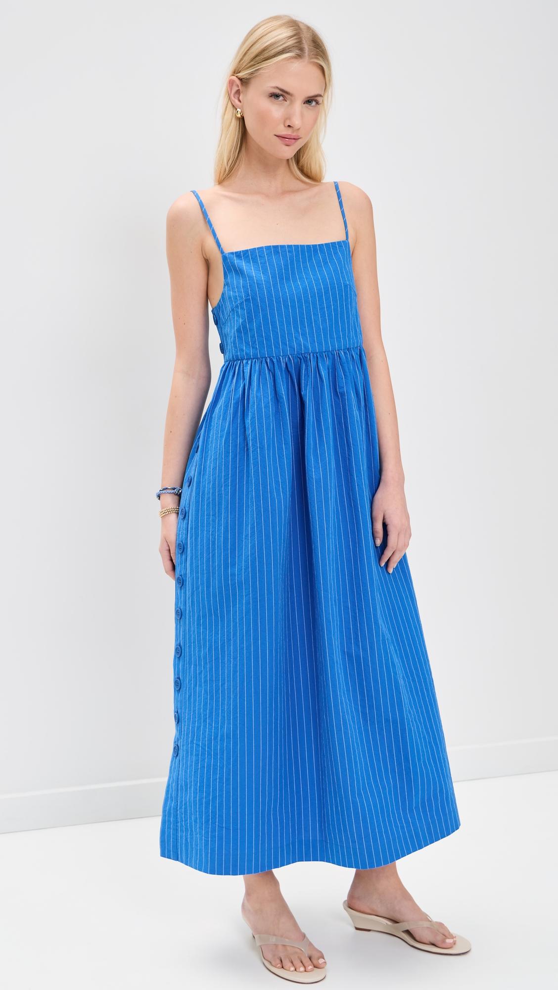 striped square neck dress