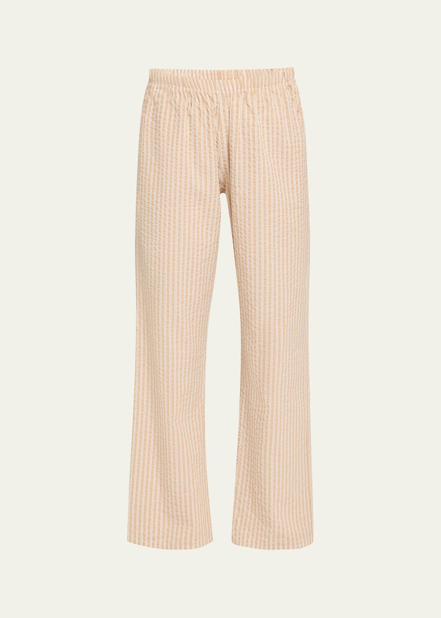 striped straight-leg cotton lounge pants