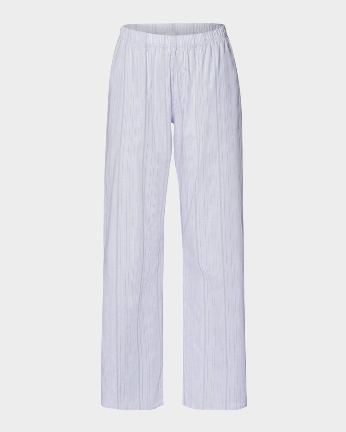 striped straight-leg cotton lounge pants