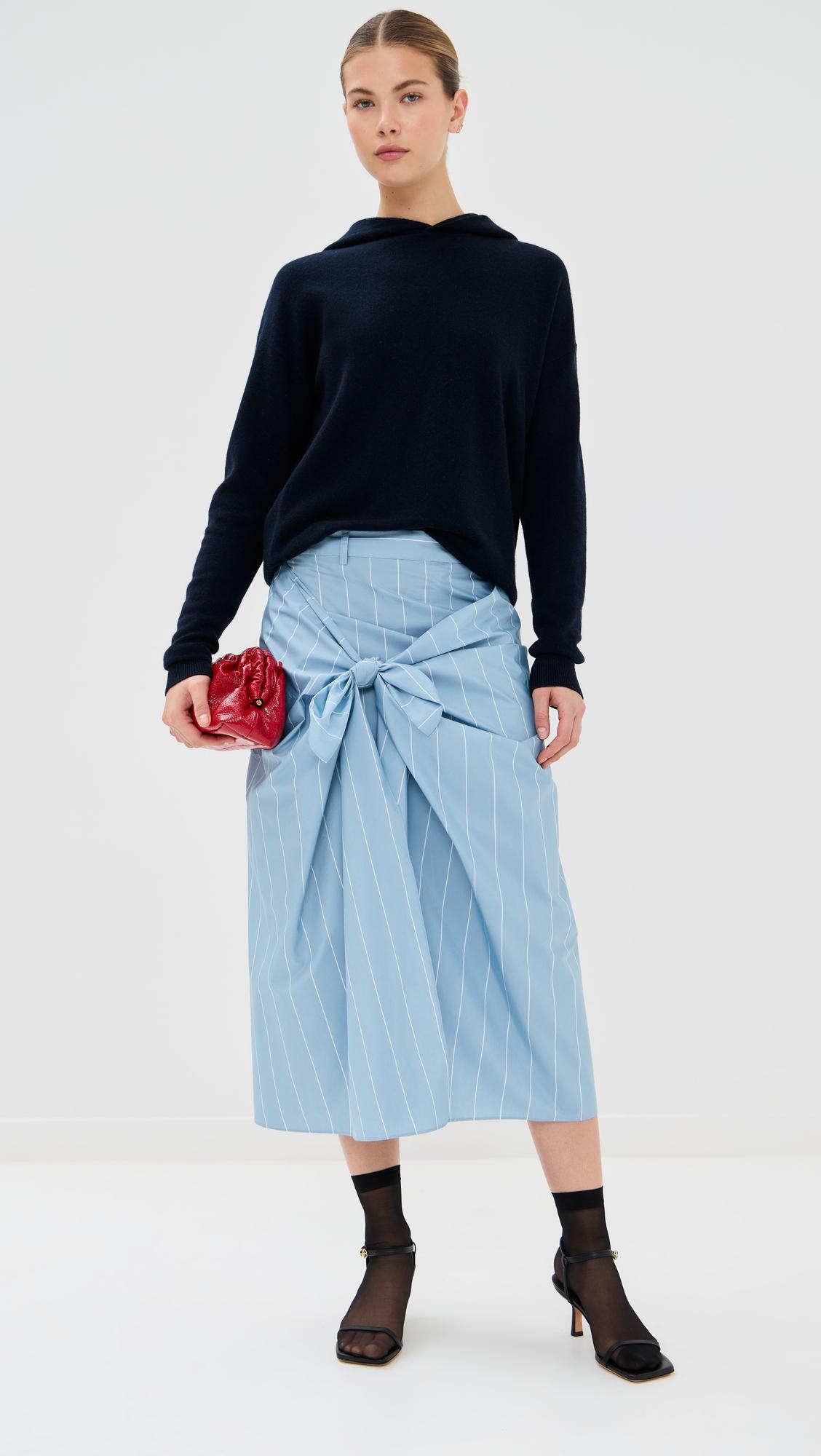 striped tech poplin tie front skirt
