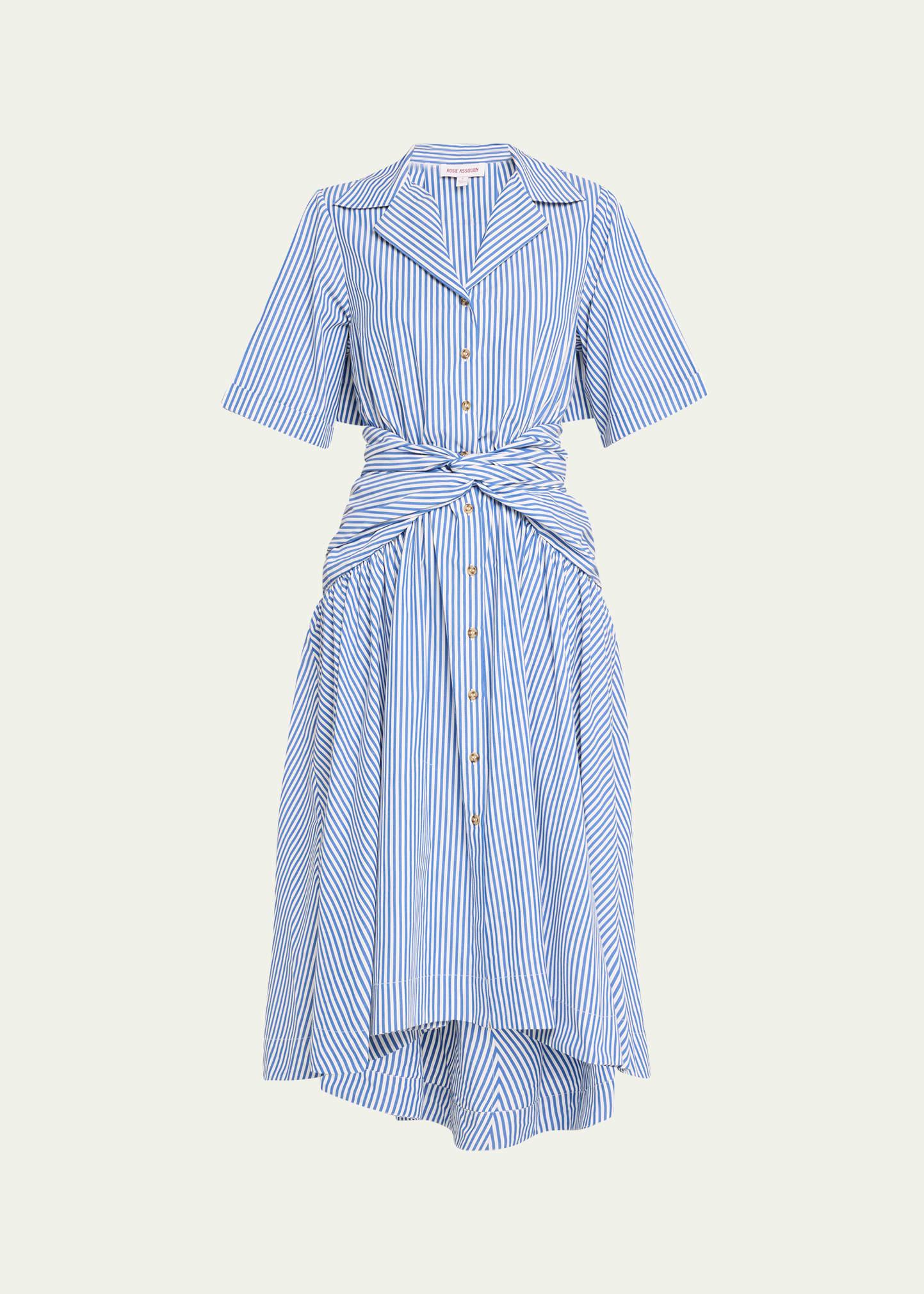 striped tie high-low shirtdress