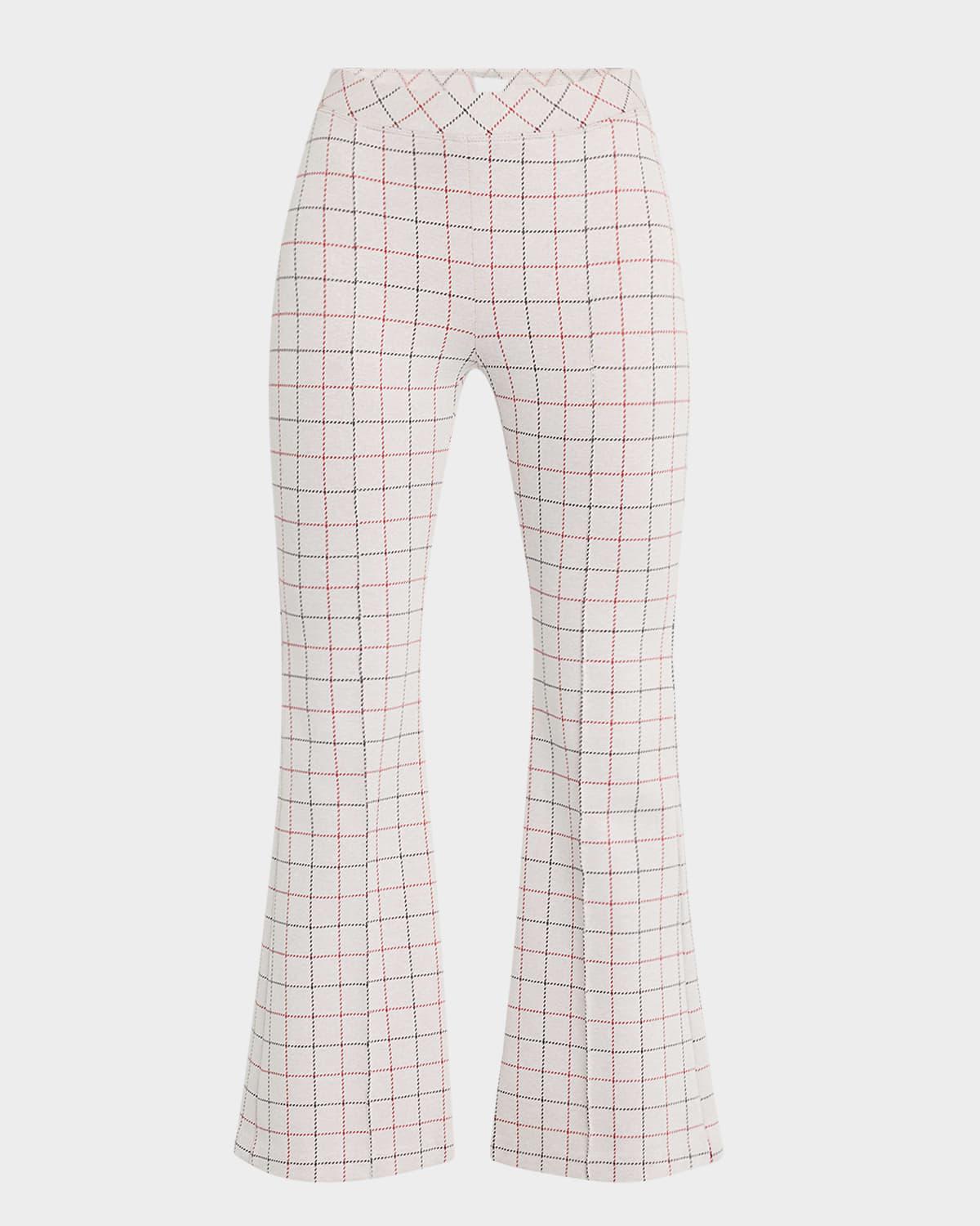 striped windowpane kickflare crop pull-on pants