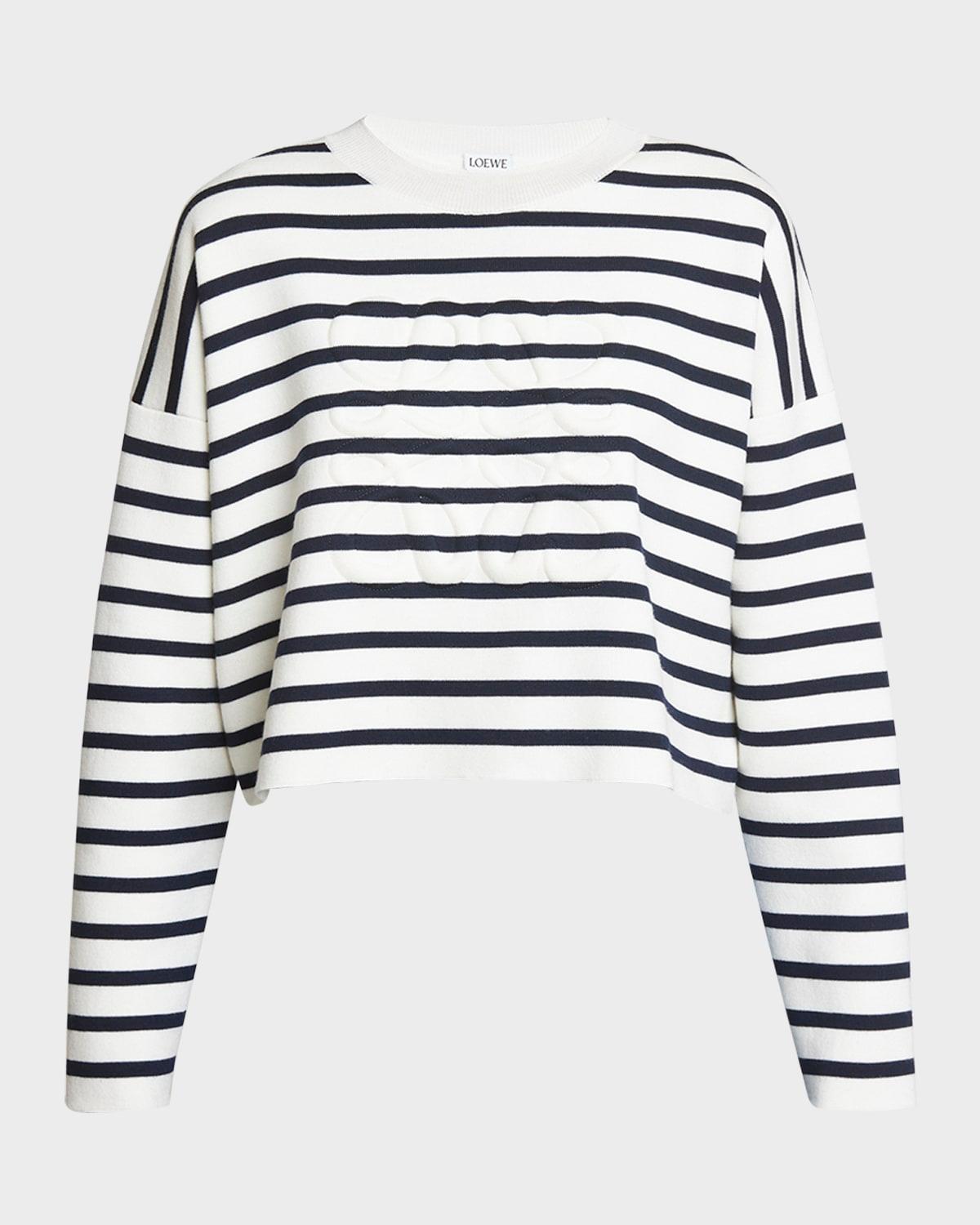 striped wool-blend sweater with anagram detail