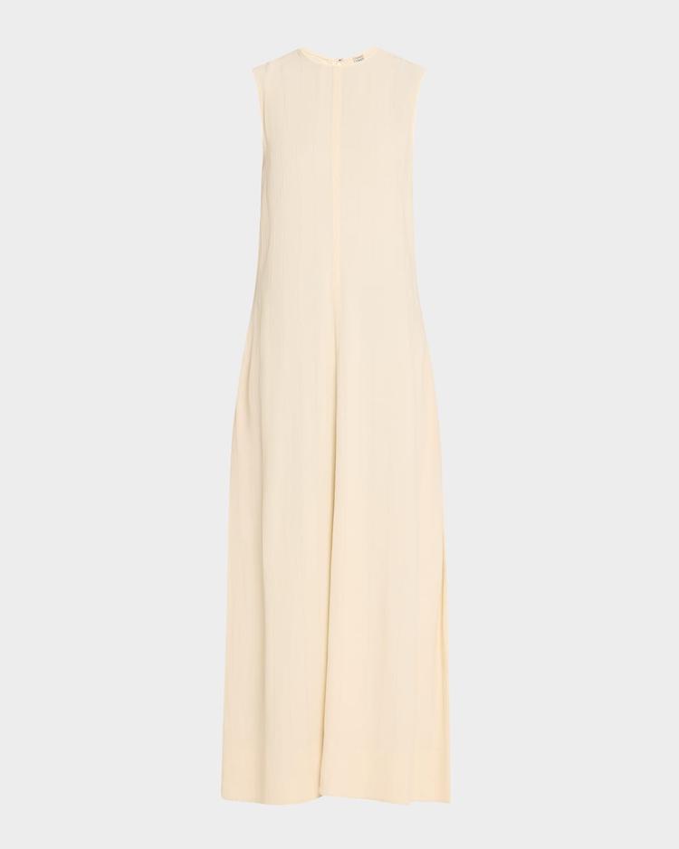 striped woven sleeveless maxi dress