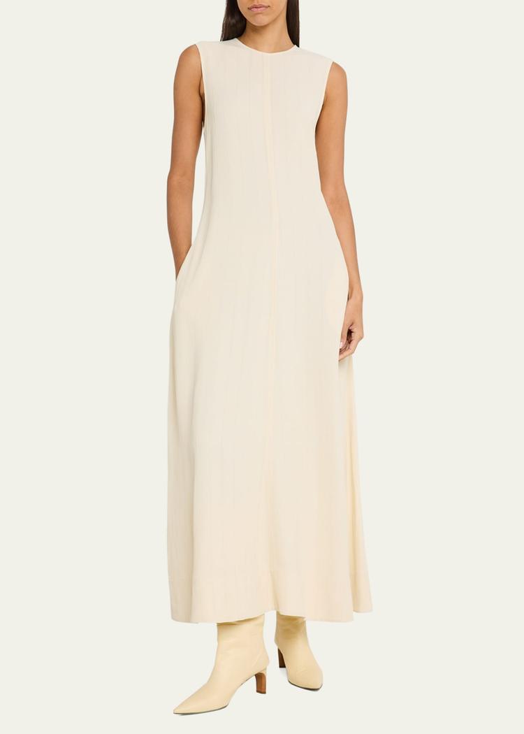 striped woven sleeveless maxi dress