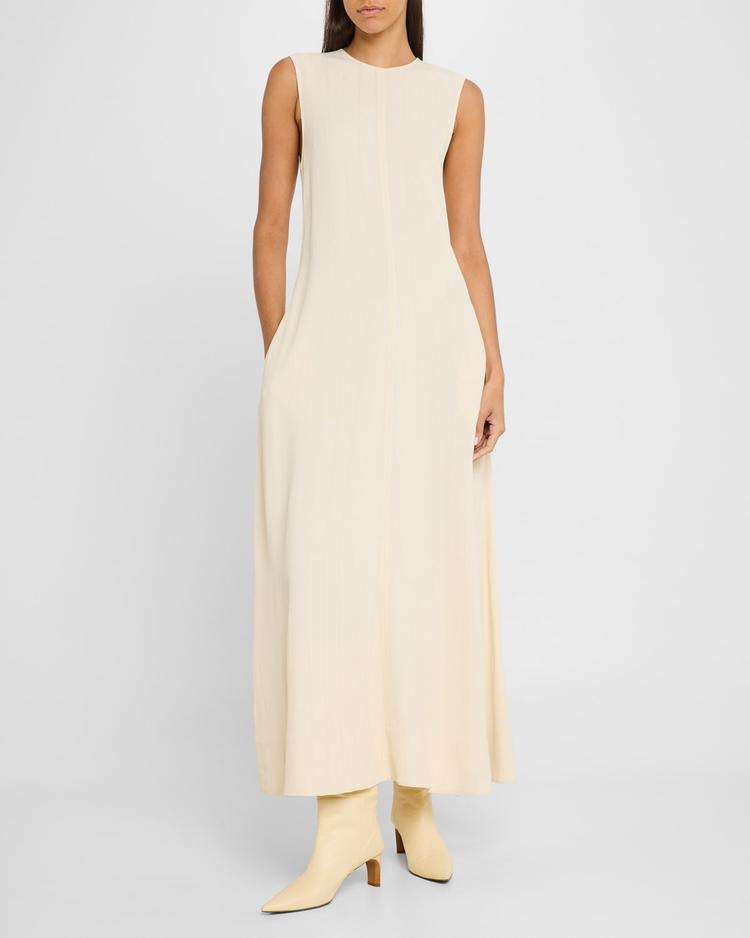 striped woven sleeveless maxi dress