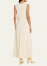 striped woven sleeveless maxi dress