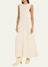 striped woven sleeveless maxi dress