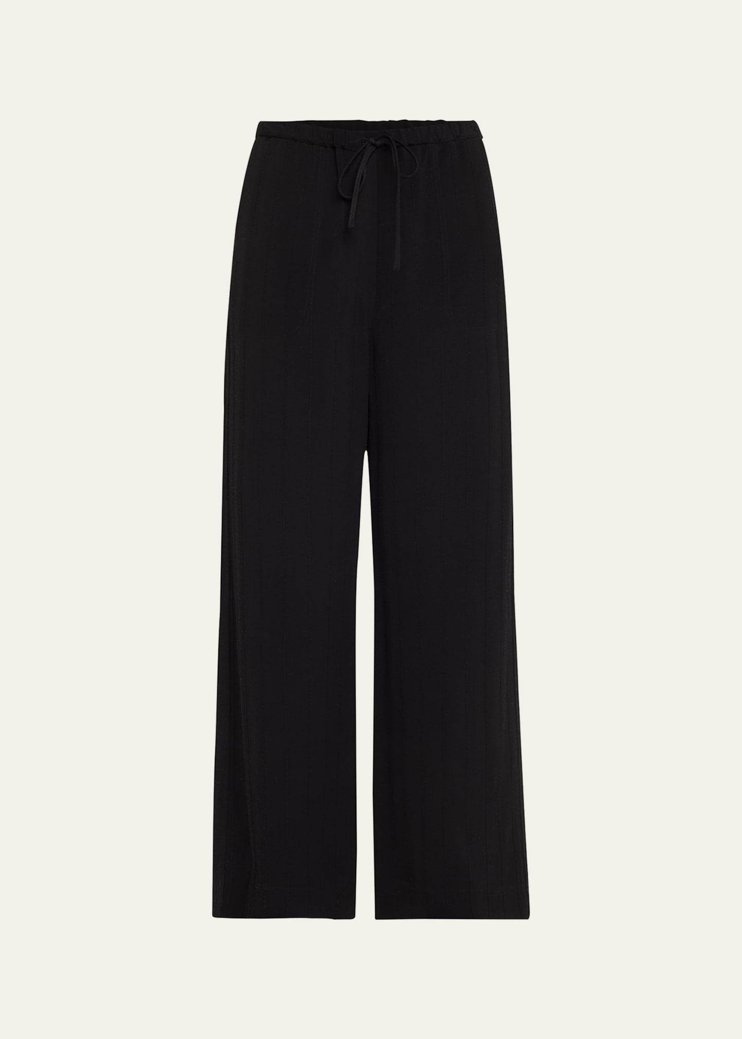 striped woven straight-leg ankle pull-on trousers