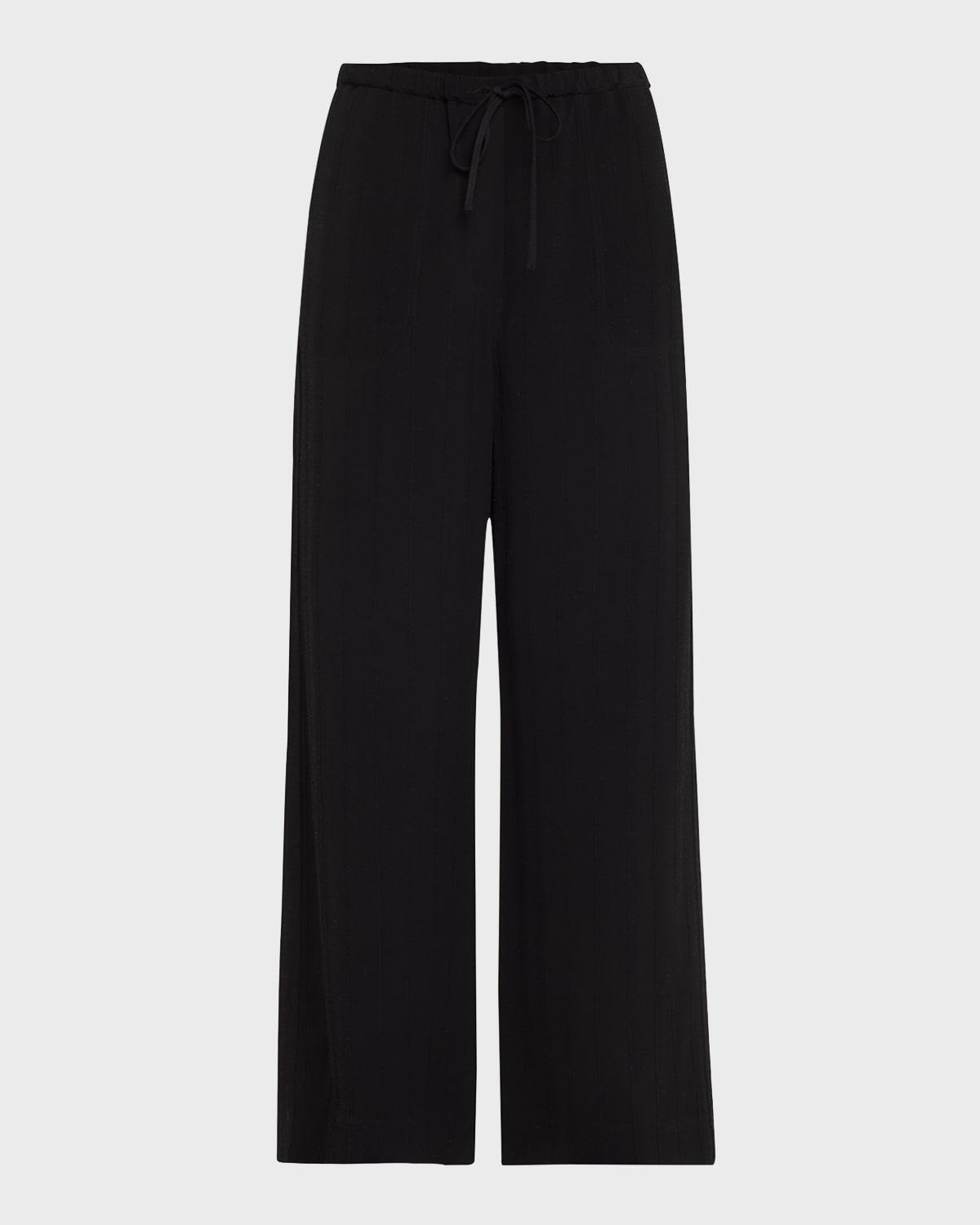 striped woven straight-leg ankle pull-on trousers