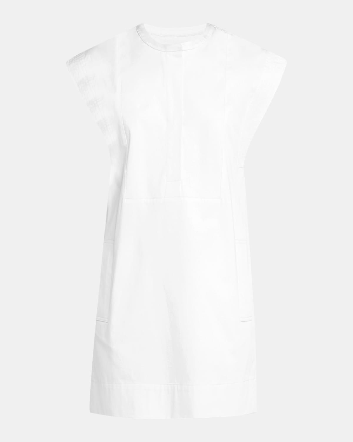 structured cap-sleeve cotton sateen mini dress