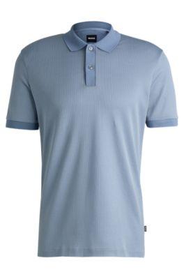 structured-cotton polo shirt with solid trims- light blue men's polo shirts