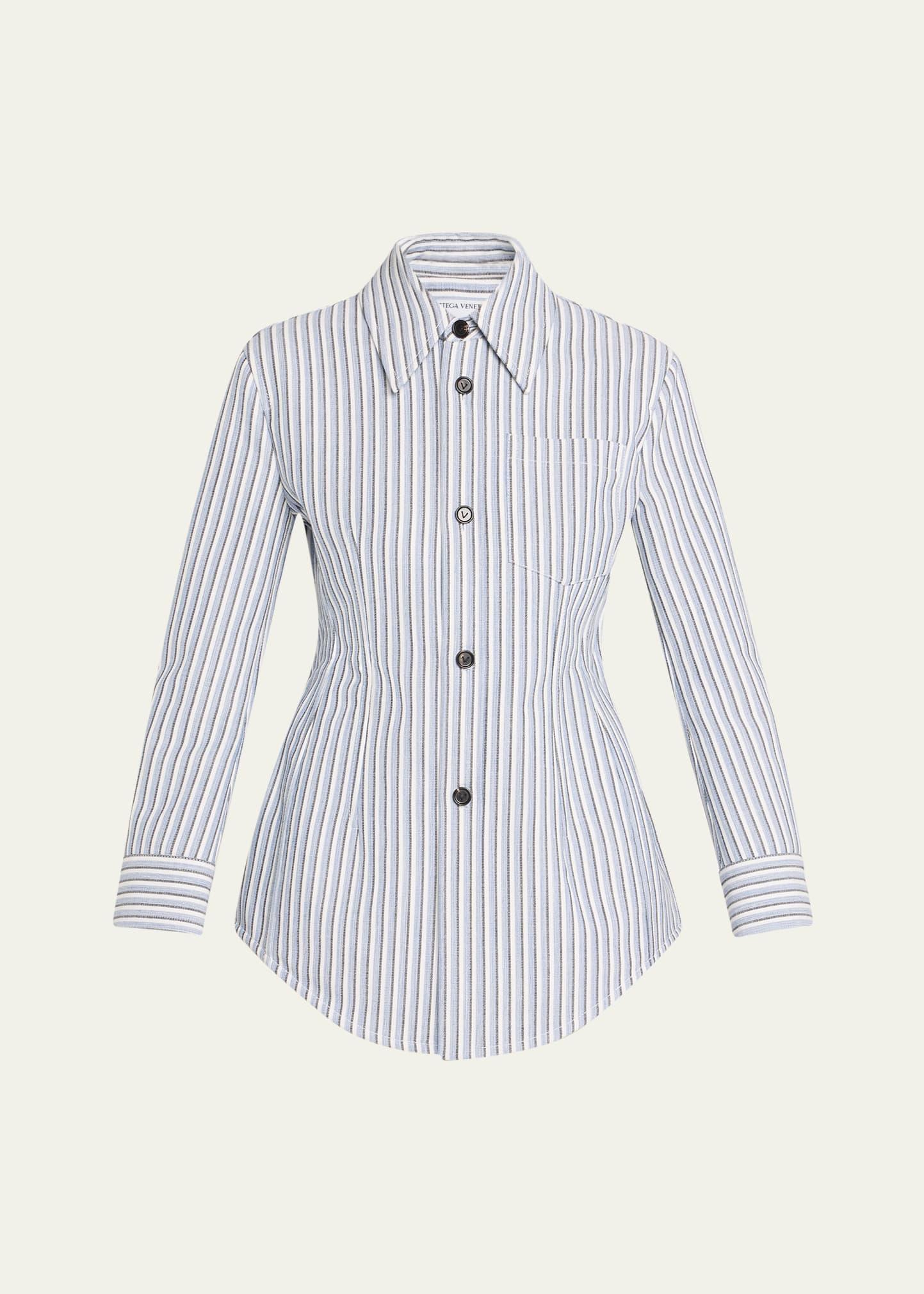 structured cotton stripe jacket