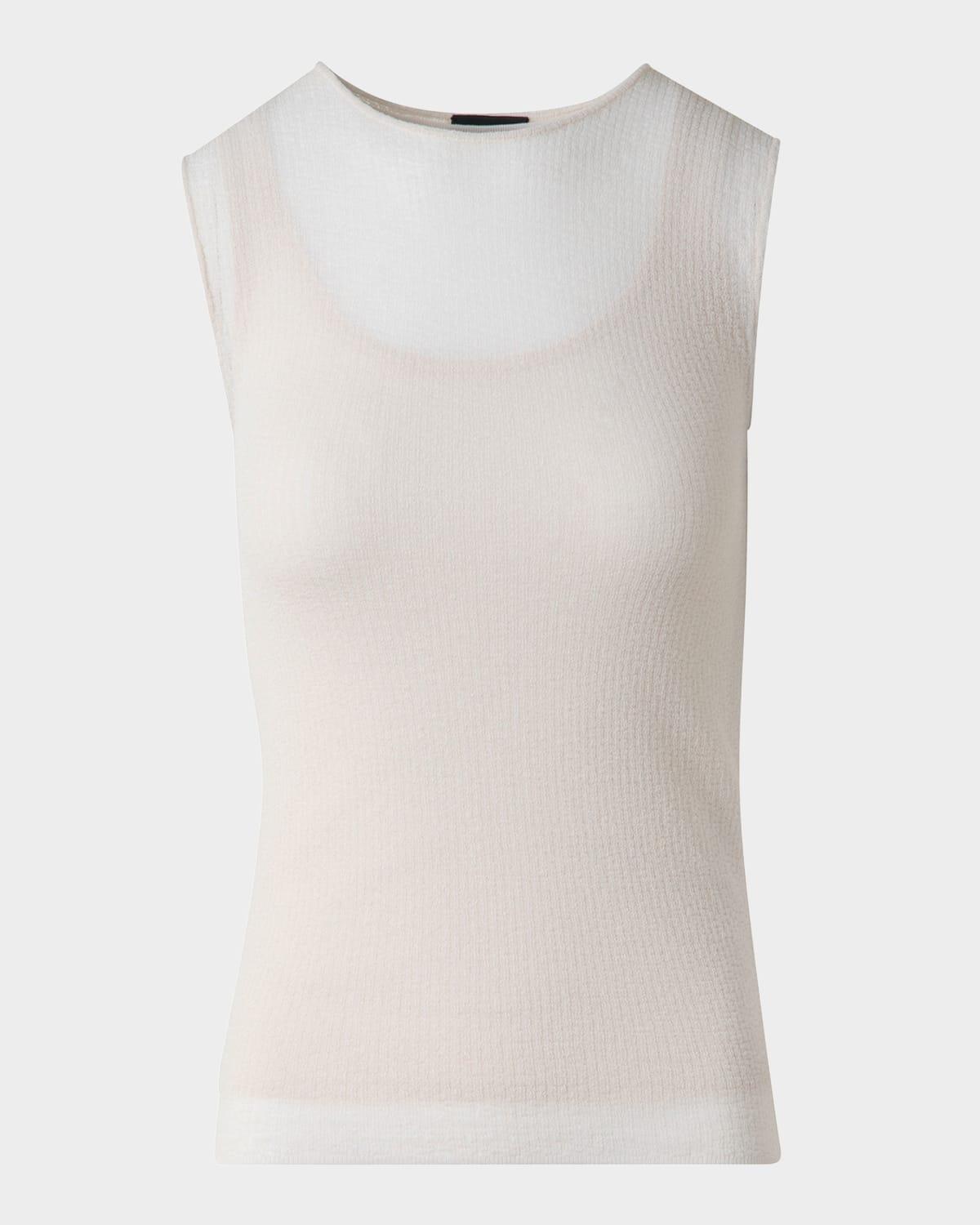 structured double-layer cotton blend knit top
