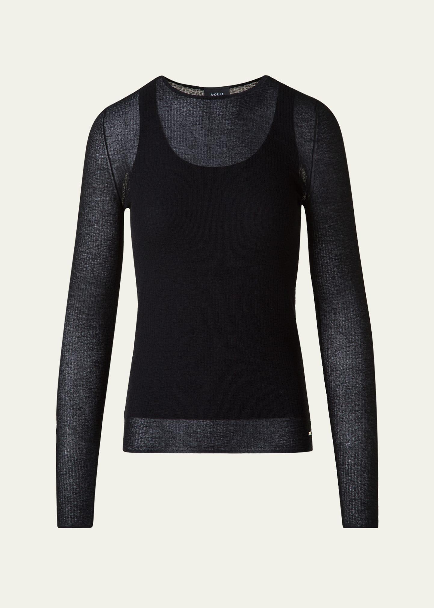 structured double layer cotton-blend sweater