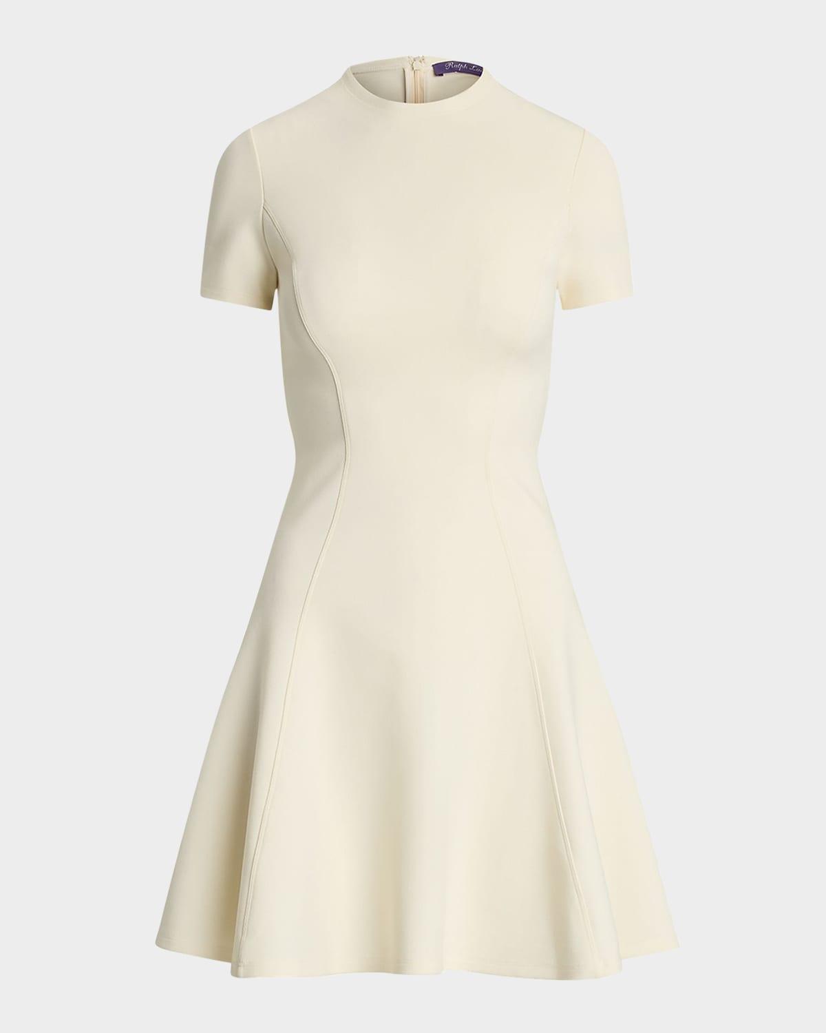 structured jersey knit flare dress