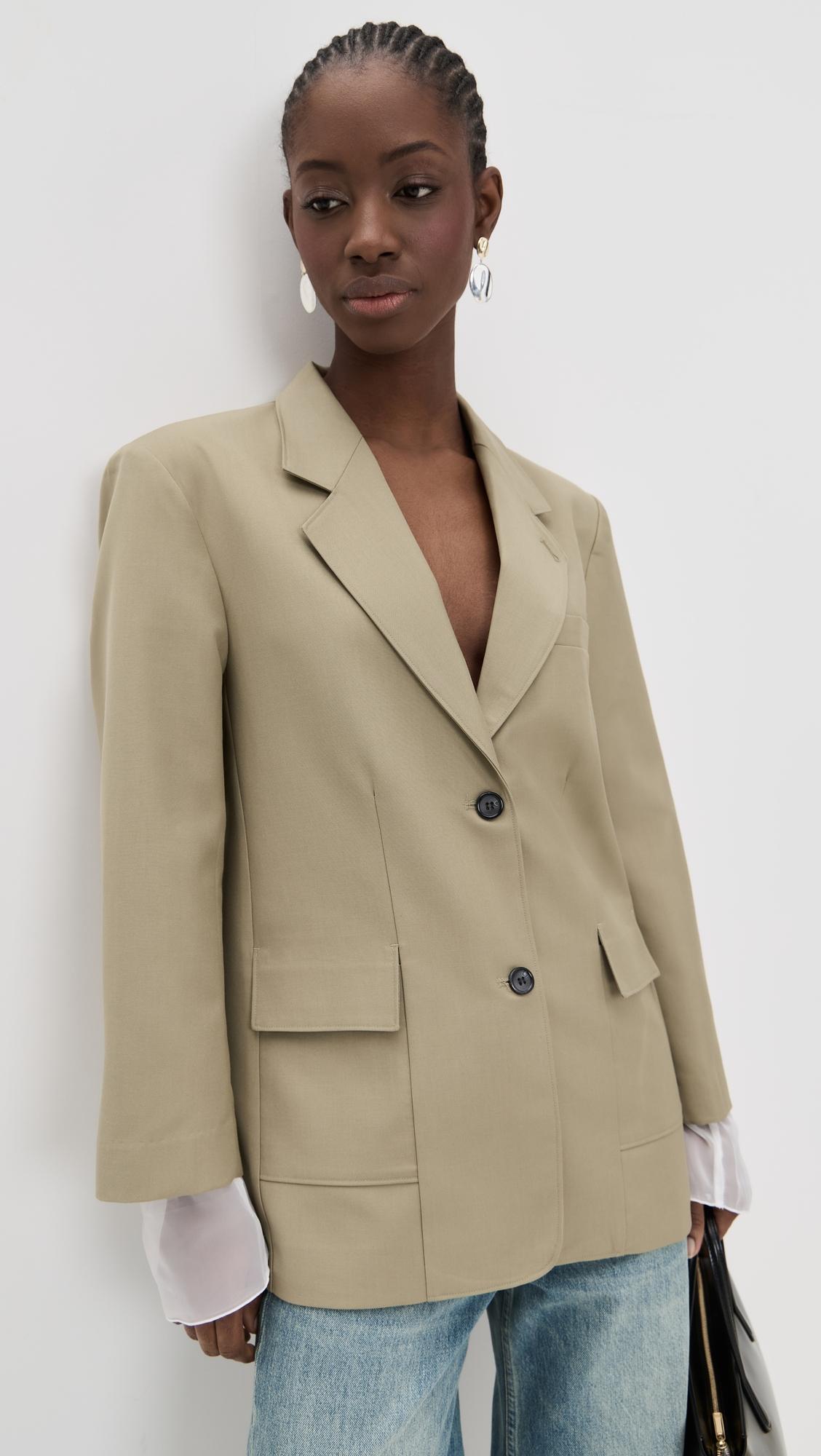 structured sheer cuff blazer