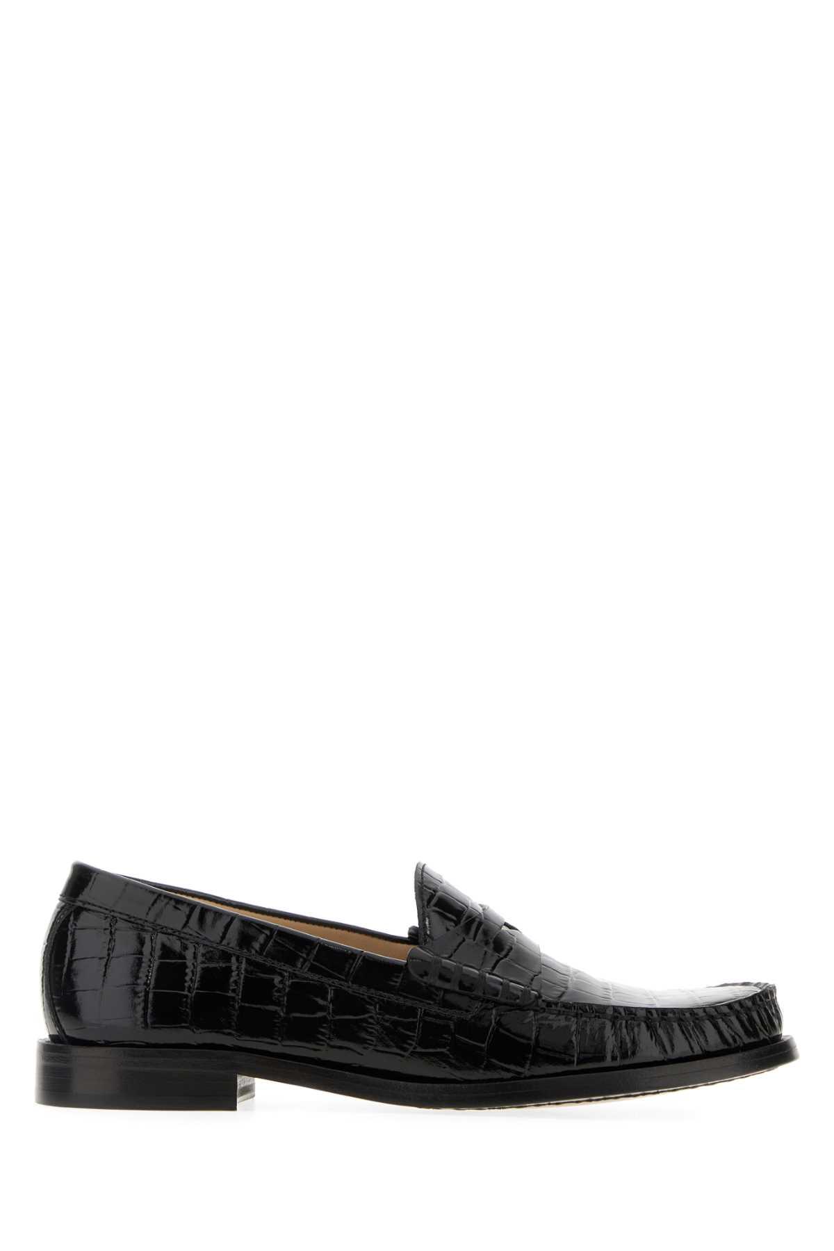 stuart weitzman black leather lottie loafers