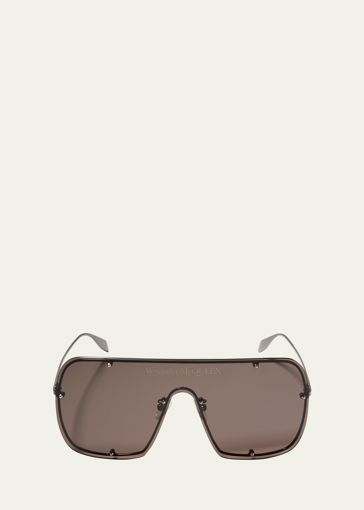 studded logo metal shield sunglasses