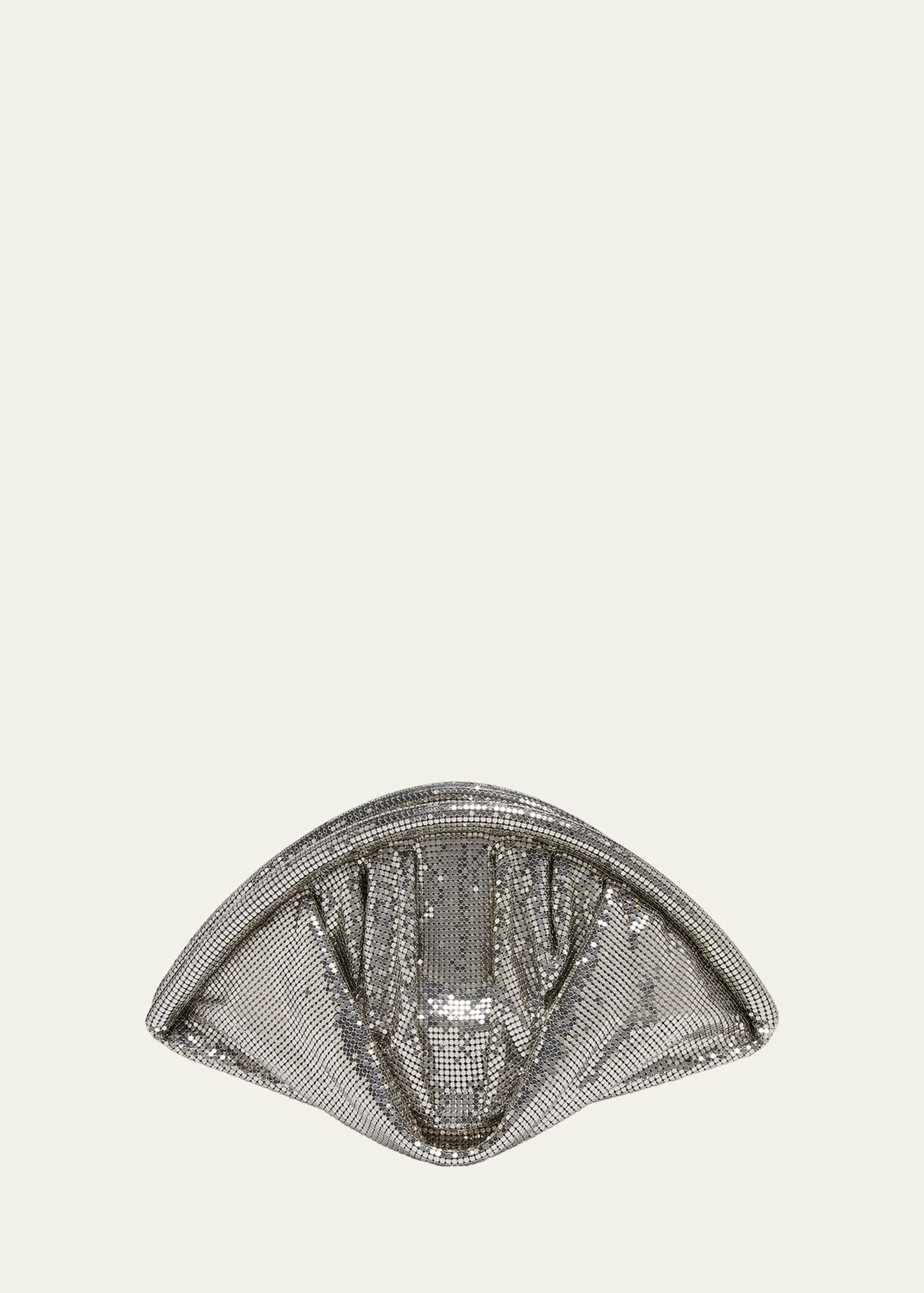 studded mesh zip pochette clutch bag