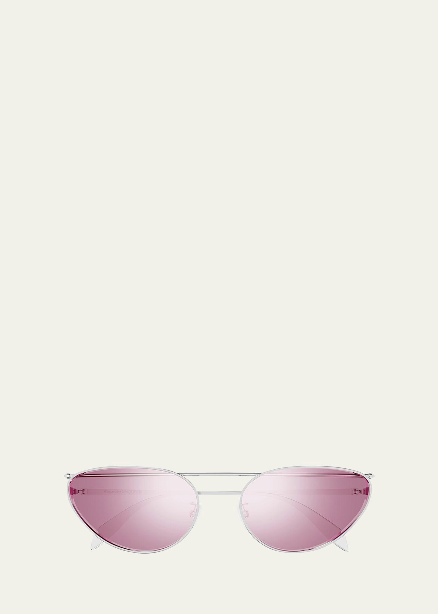 studded metal cat-eye aviator sunglasses