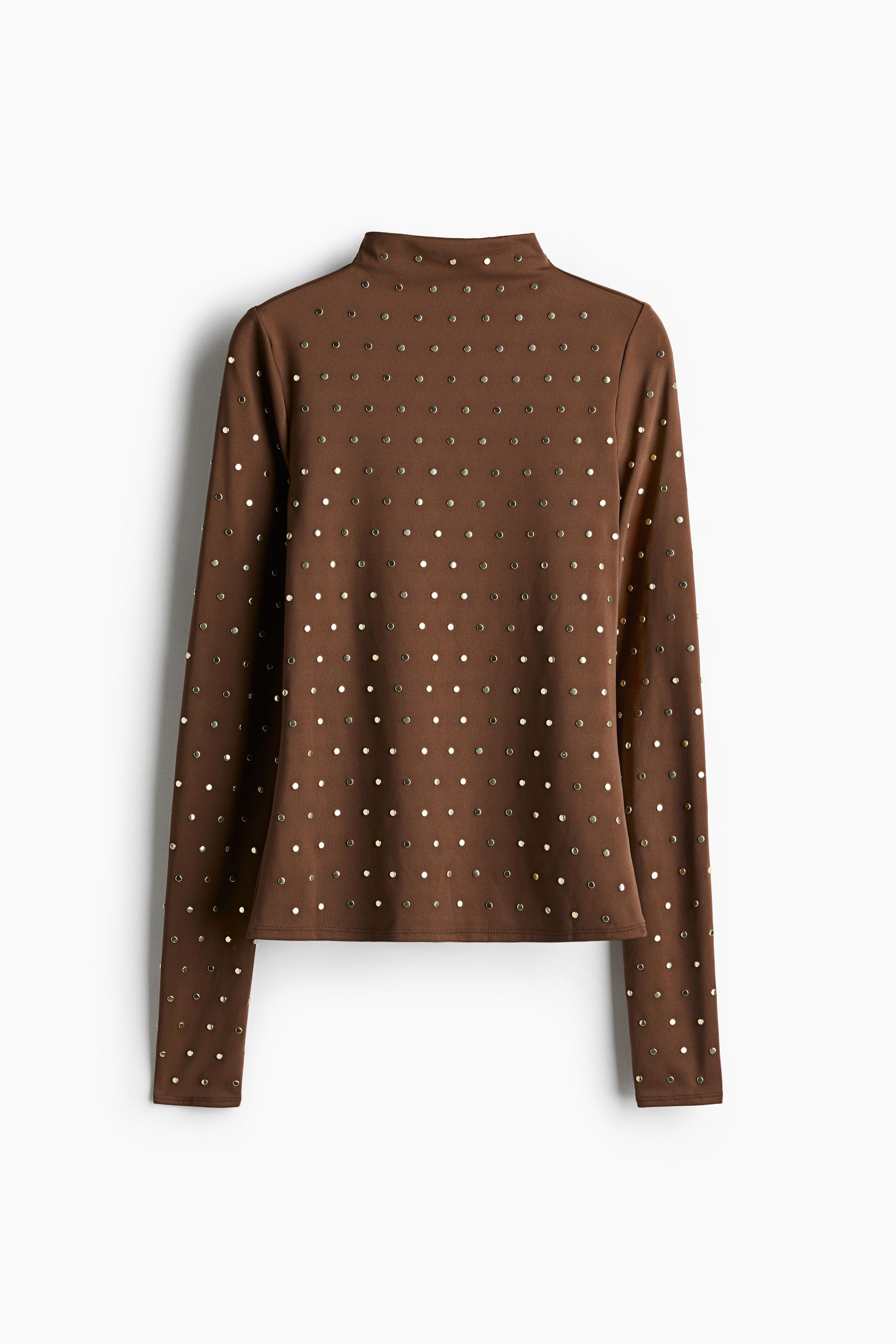 studded mock turtleneck top