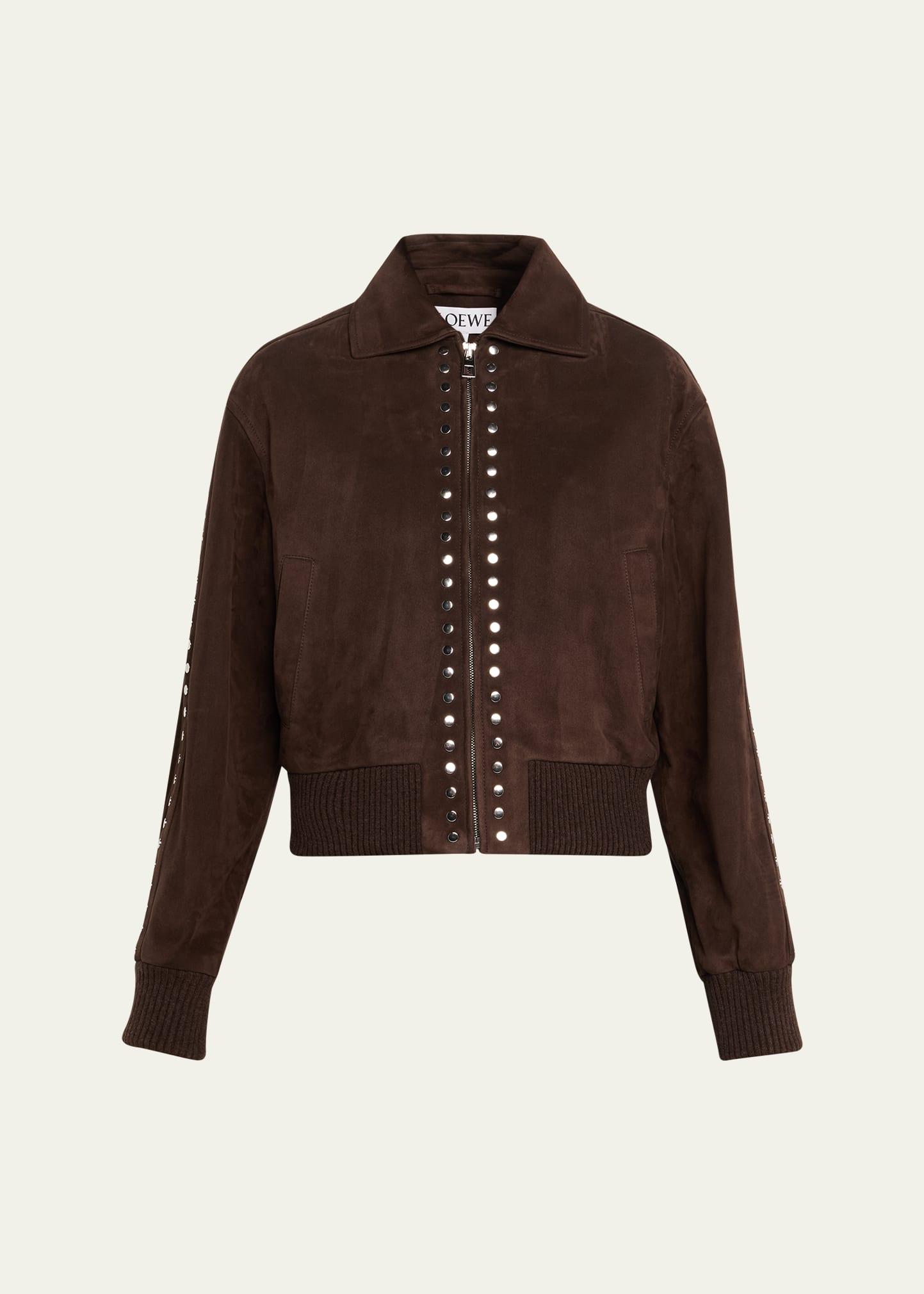 studded suede bomber jacket