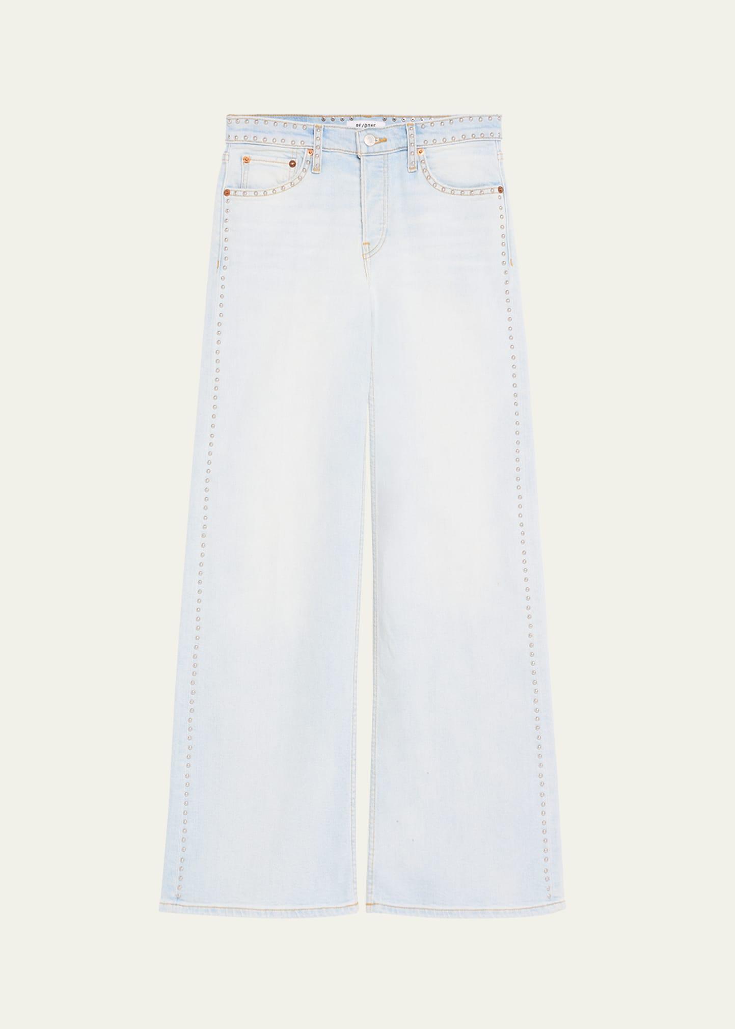 studded wide-leg jeans