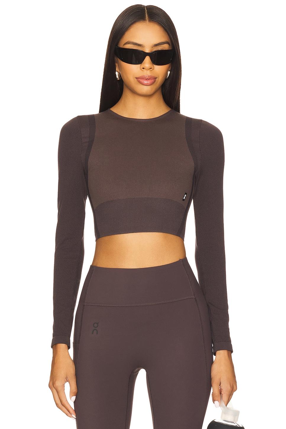 studio knit crop long sleeve top