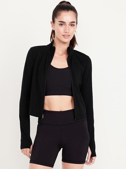 studiosmooth full-zip cropped jacket