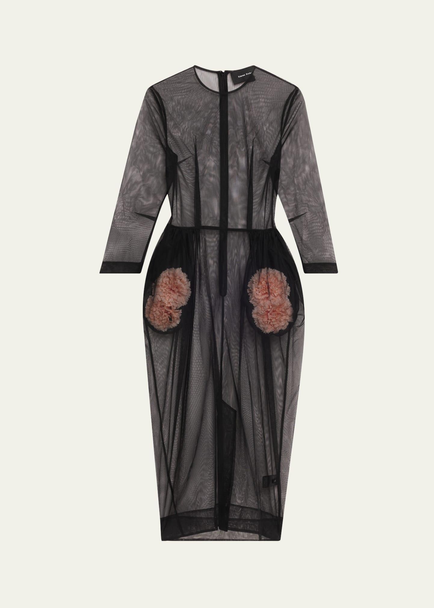stuffed carnation pocket fitted dress